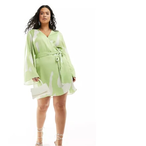 ASOS Curve Dresses & Skirts - NWT Asos Curve satin wrap mini dress Size 16